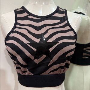 Carbon38 Black and Pink Zebra Print Sports Bra